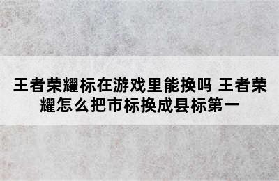 王者荣耀标在游戏里能换吗 王者荣耀怎么把市标换成县标第一